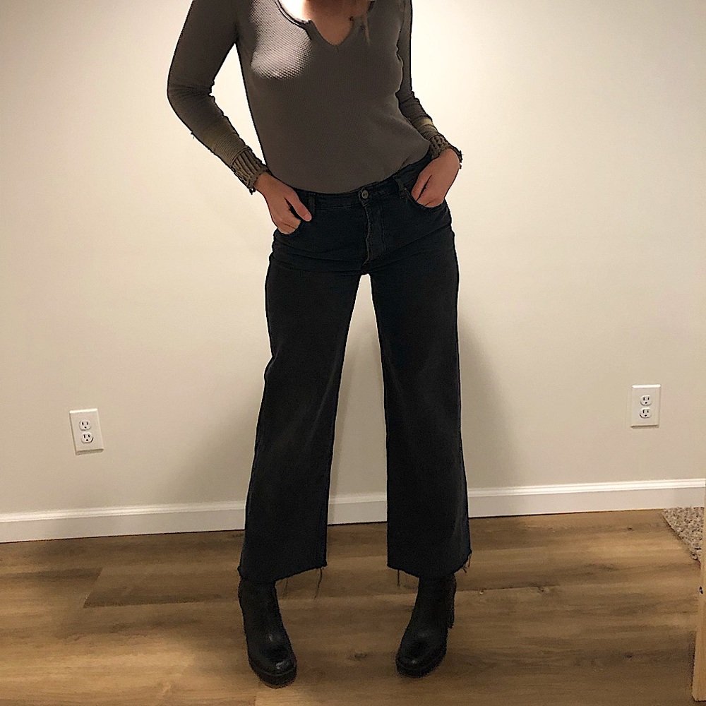 Reformation Black High Rise Wide Leg Jean